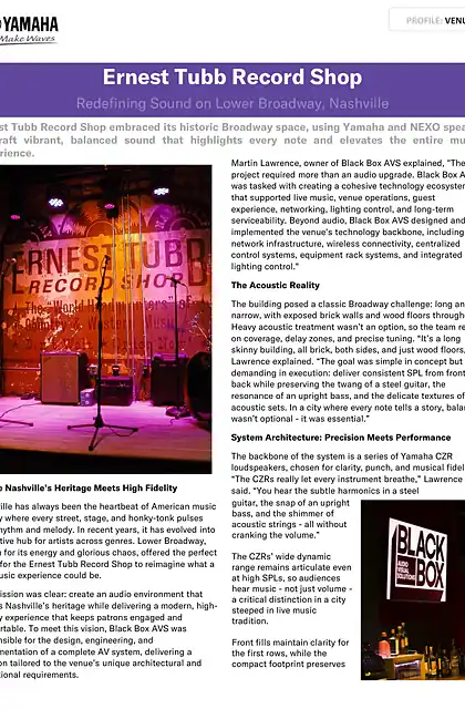 yamaha雅马哈Case Study - CZR Series - Ernest Tubb